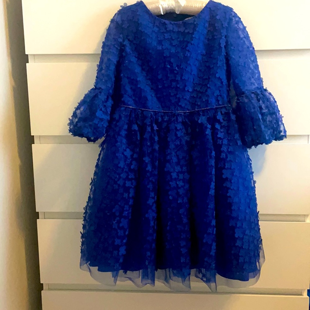 David Charles Royal Blue Girls size 9 Tulle Flower Party Dress